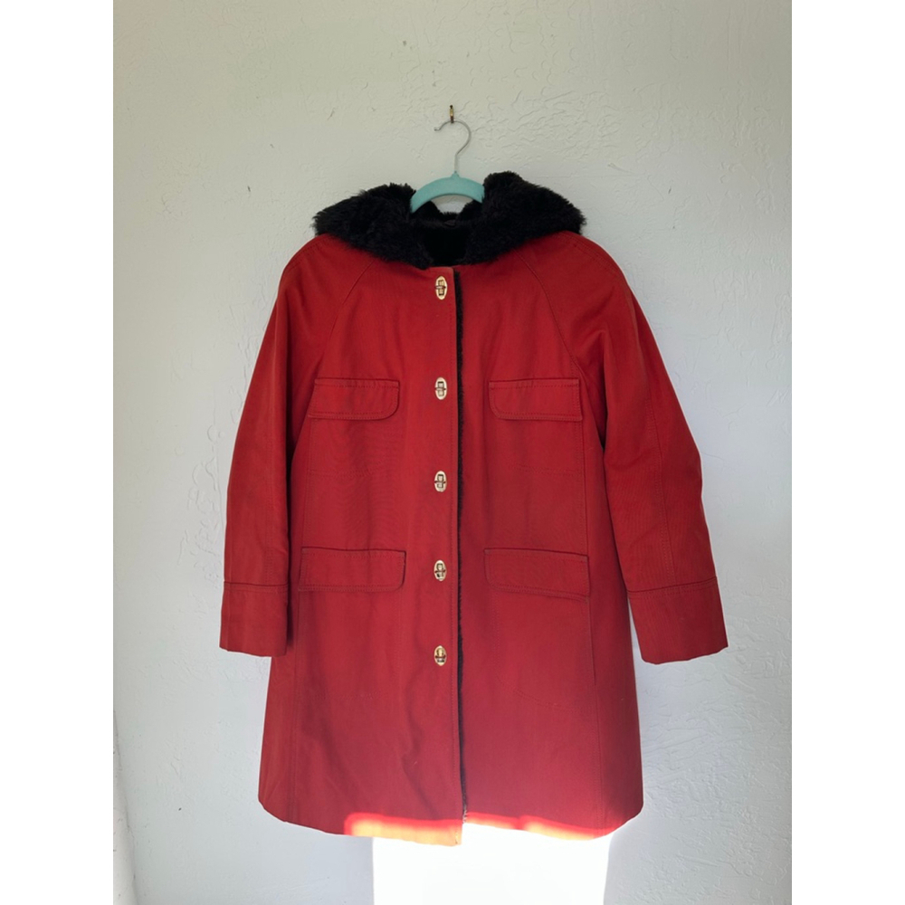 Vintage 1960s Forecaster of Boston Rust Hood Coat w Faux Fur Lining Mod |Indie-M - Picture 6 of 14